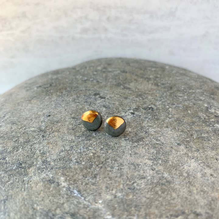 Sift Ceramics - Wholesale Stud/Post Earrings - Ceramic Stud Earrings with Gold Luster2