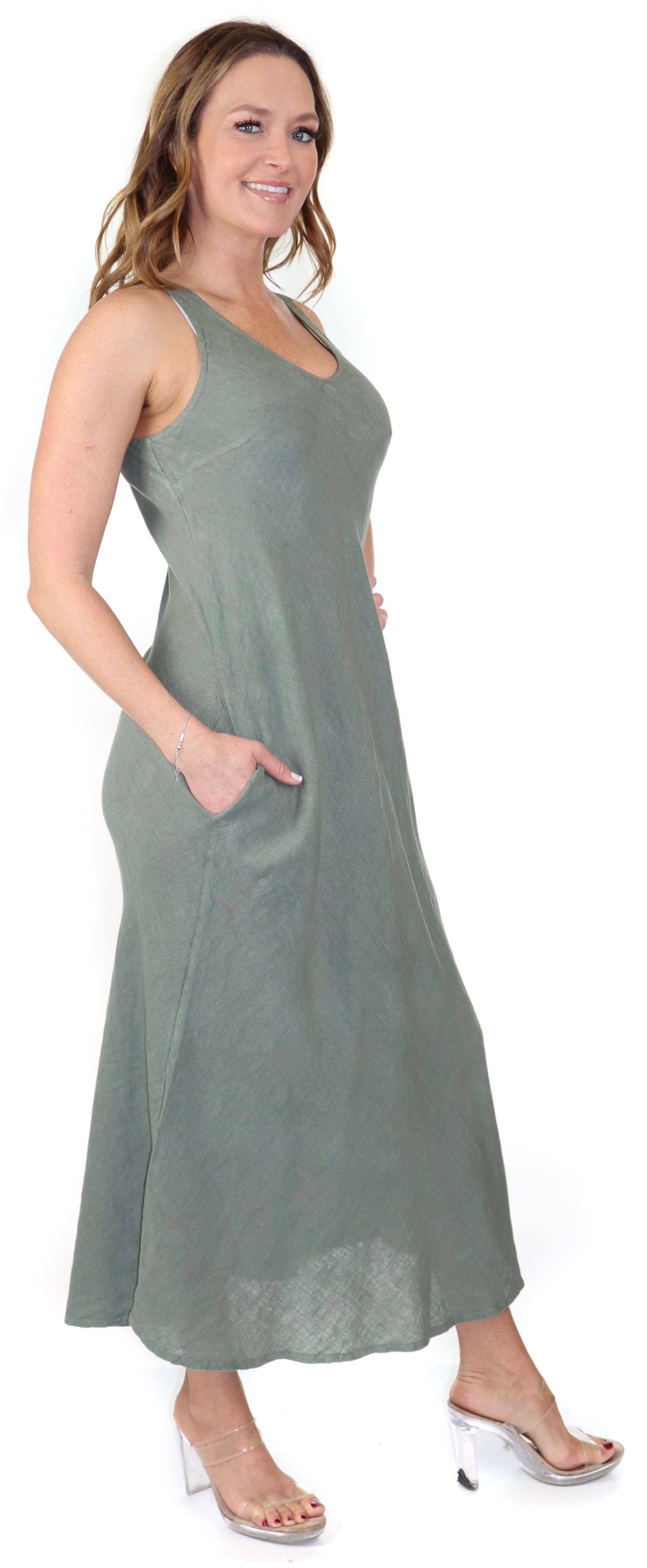 LINEN AND GAUZE - Wholesale Dress - Women's - Biased Cut For excellent fit Pure linen summer maxi dress9