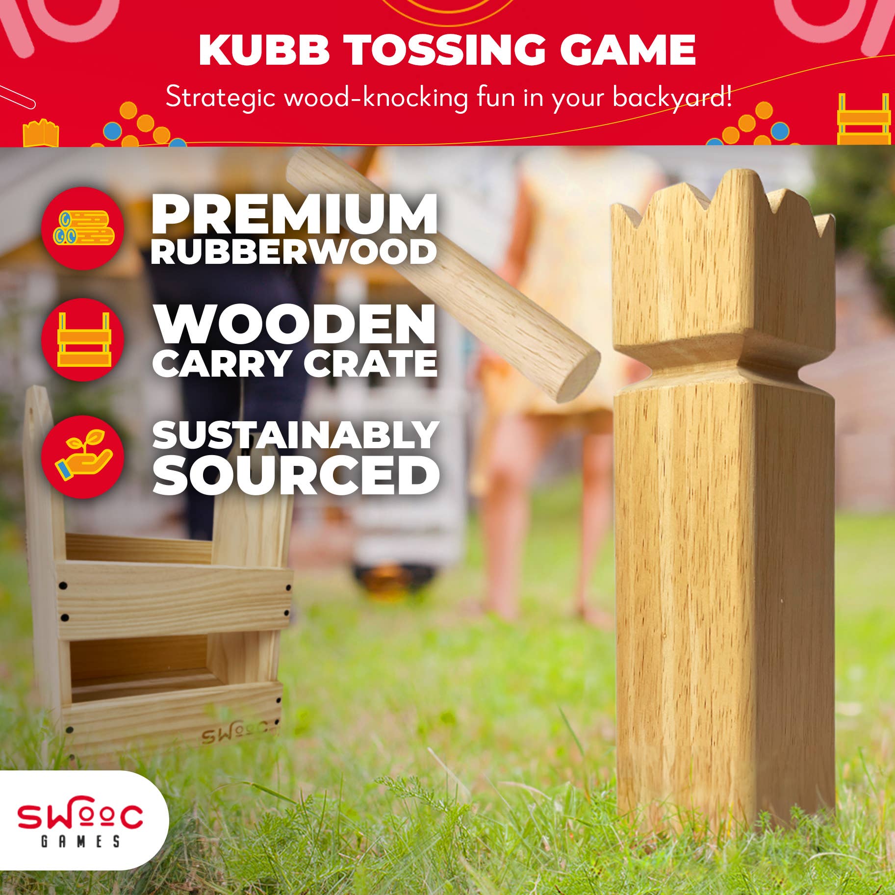 Swooc Games - Wholesale Sports & Outdoor - Kubb Yard Game With Crate1
