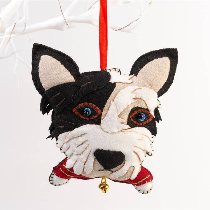 Handmade Felt Patch The Dog Christmas Tree Hanging Decoration - 16 cm for wholesale by Jardinopia UK