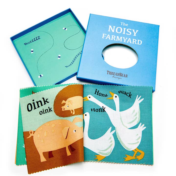 ThreadBear Design UK/EU - Wholesale Baby & Toddler Book (0-2) - ThreadBear Noisy Farmyard Rag Book3