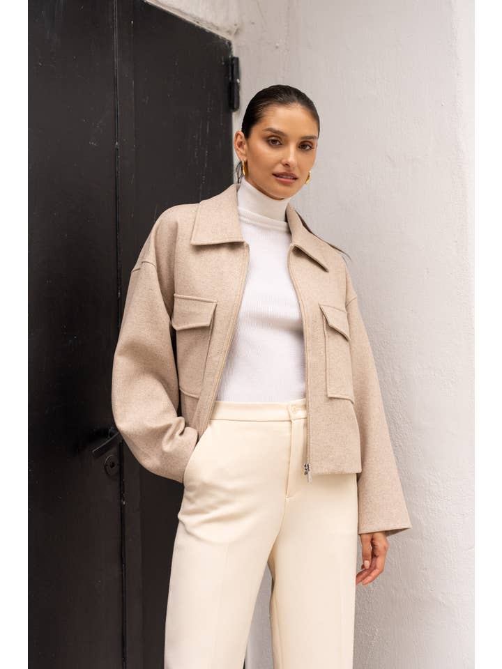 Attentif Paris - Wholesale Jacket - Women's - Structured short jacket in blended wool with patch pockets21