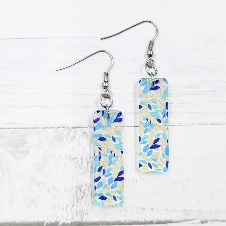 Beach Mosaic Acrylic Bar Dangle Earrings for wholesale by The Purple Chickadee
