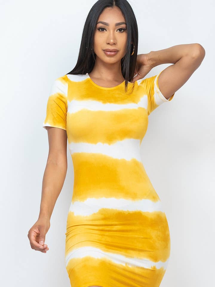 CAPELLA APPAREL - Wholesale Dress - Women's - Tie-dye Print Bodycon Dress