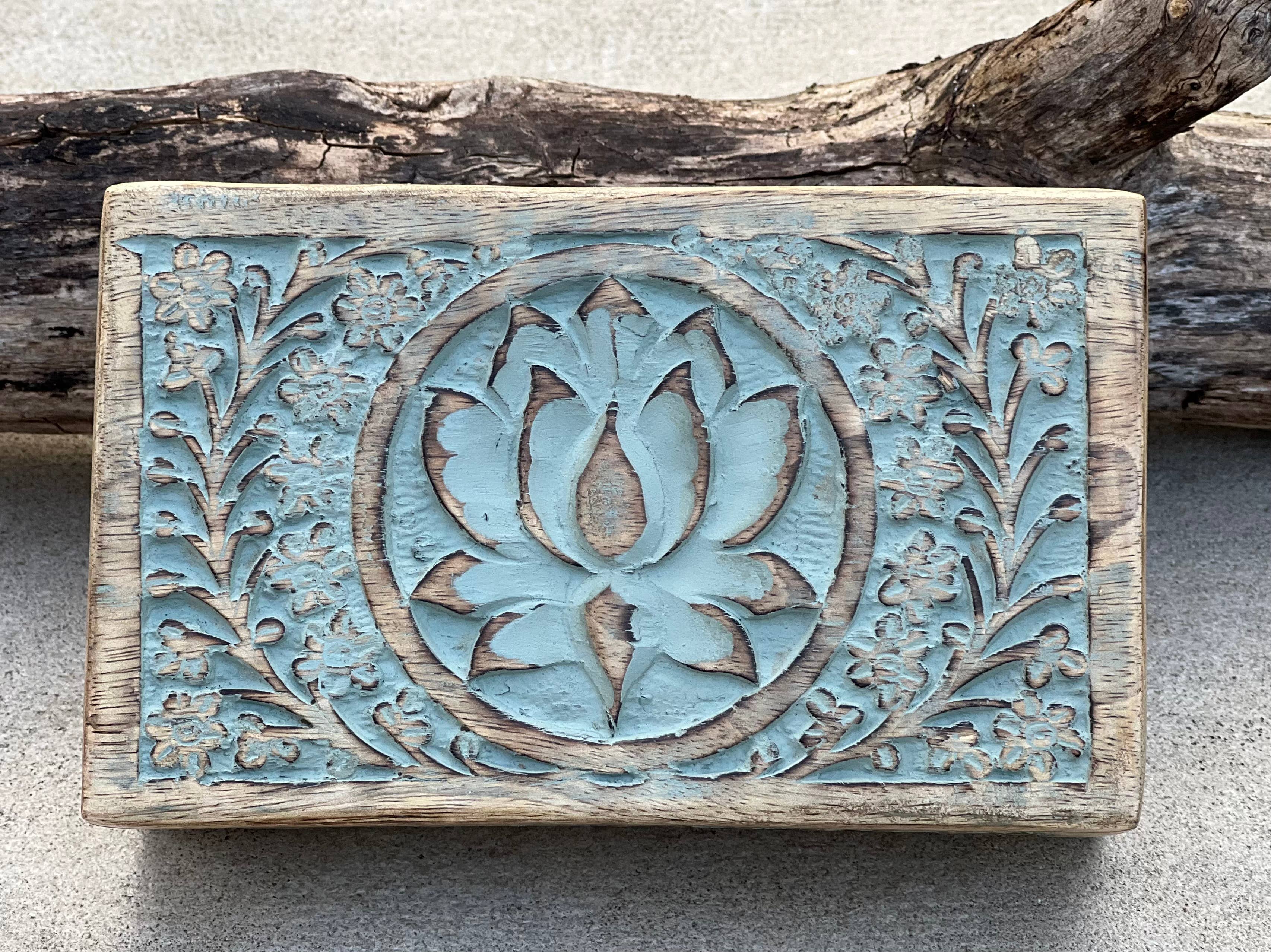 Lungta Imports - Wholesale Jewelry Box/Organizer - Hand Carved Lotus Wooden Box Keepsake Jewelry Watch Storage7