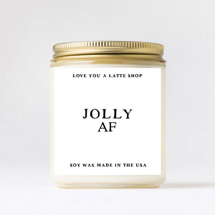 Love You a Latte Shop - Wholesale Jar/Filled Candle - Christmas Jolly AF Glass Jar Candle 2 SIZES