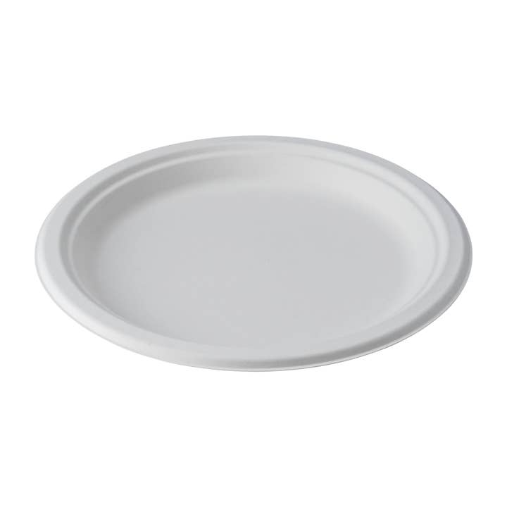 CaliWare 9" Bagasse Round Plate No PFAS Disposable-500/Case for wholesale by CaliWare