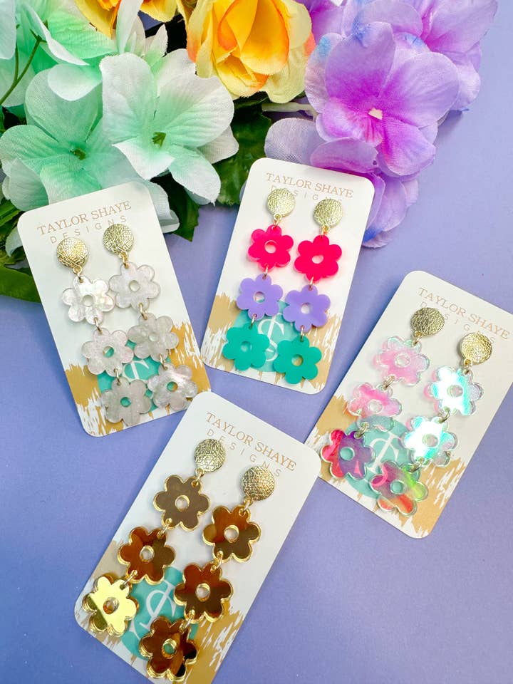 Triple Flower Drops for wholesale by Taylor Shaye Designs