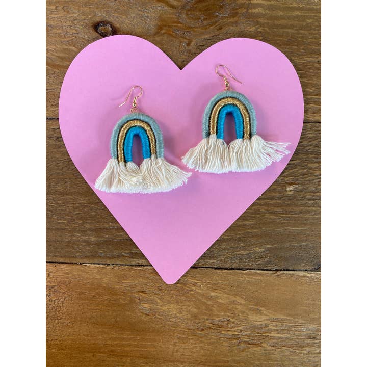 Very That - Wholesale - Cielo Rainbow Earrings (Light Blue, Gold, & Teal)5