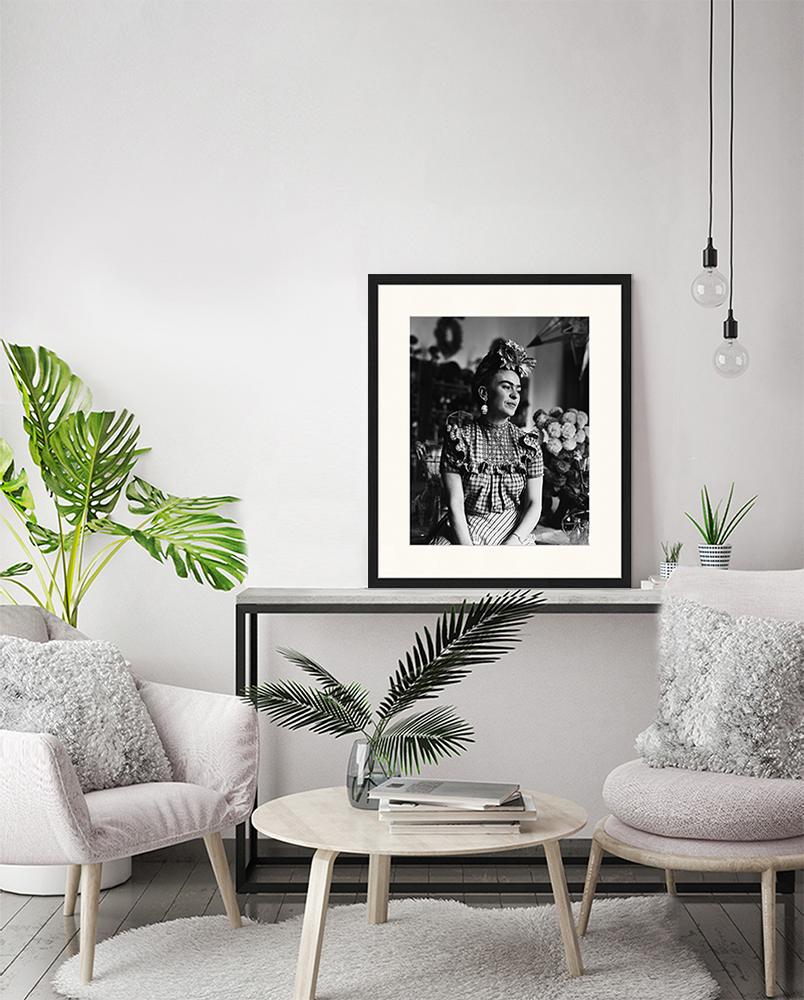 Black Thoughtful - Frida Kahlo. Wall art print with frame. for wholesale on Faire9