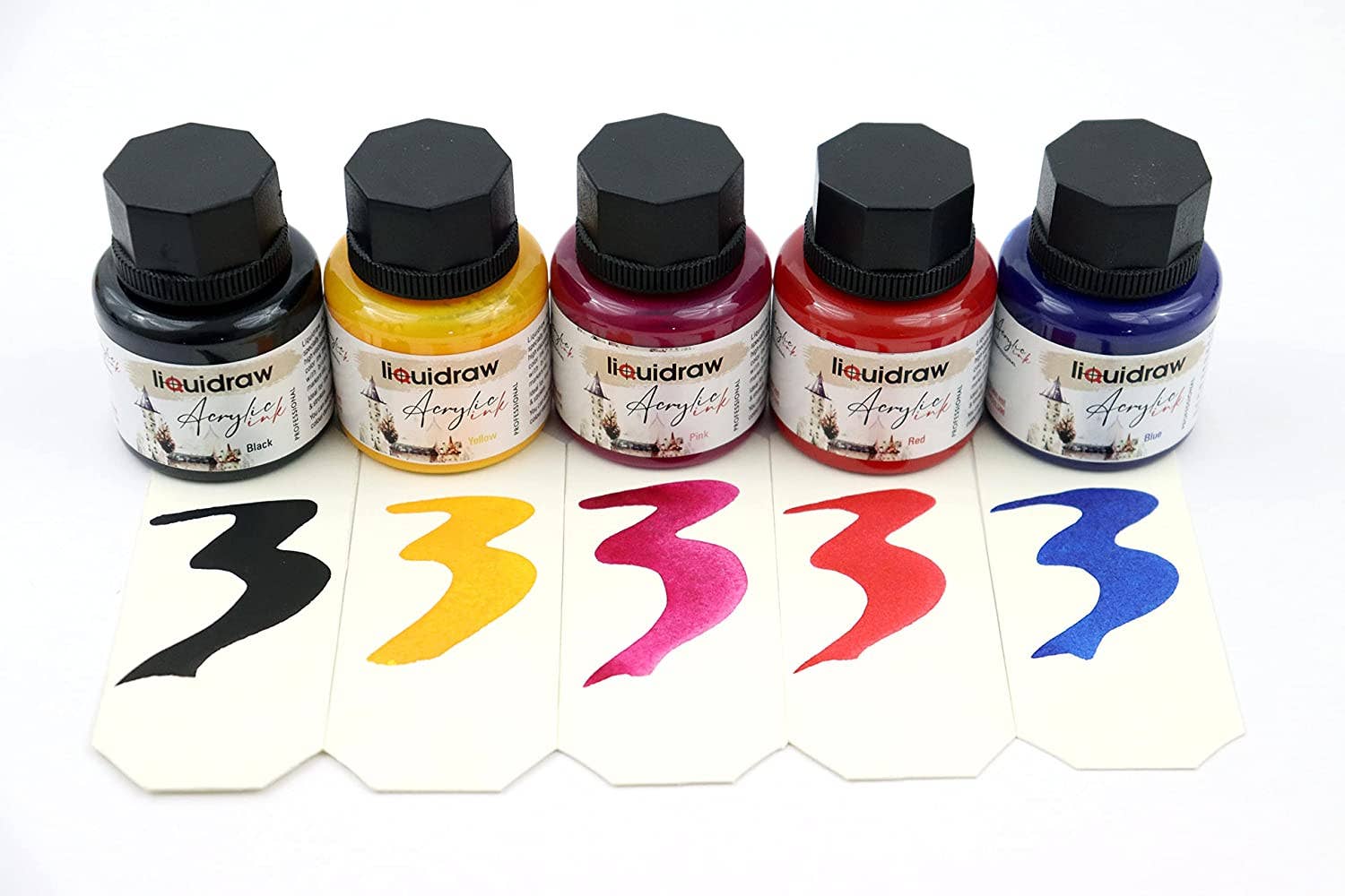 Liquidraw – wholesale Paint set – Liquidraw Acrylic Inks For Artists Set Of 10 Ink Set 35ml Professional For Painting, Drawing, Paints, Art, Brushes6
