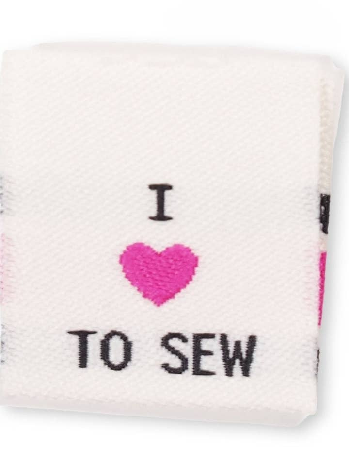 Foldable web label *I love to sew* for wholesale by Paul und Clara