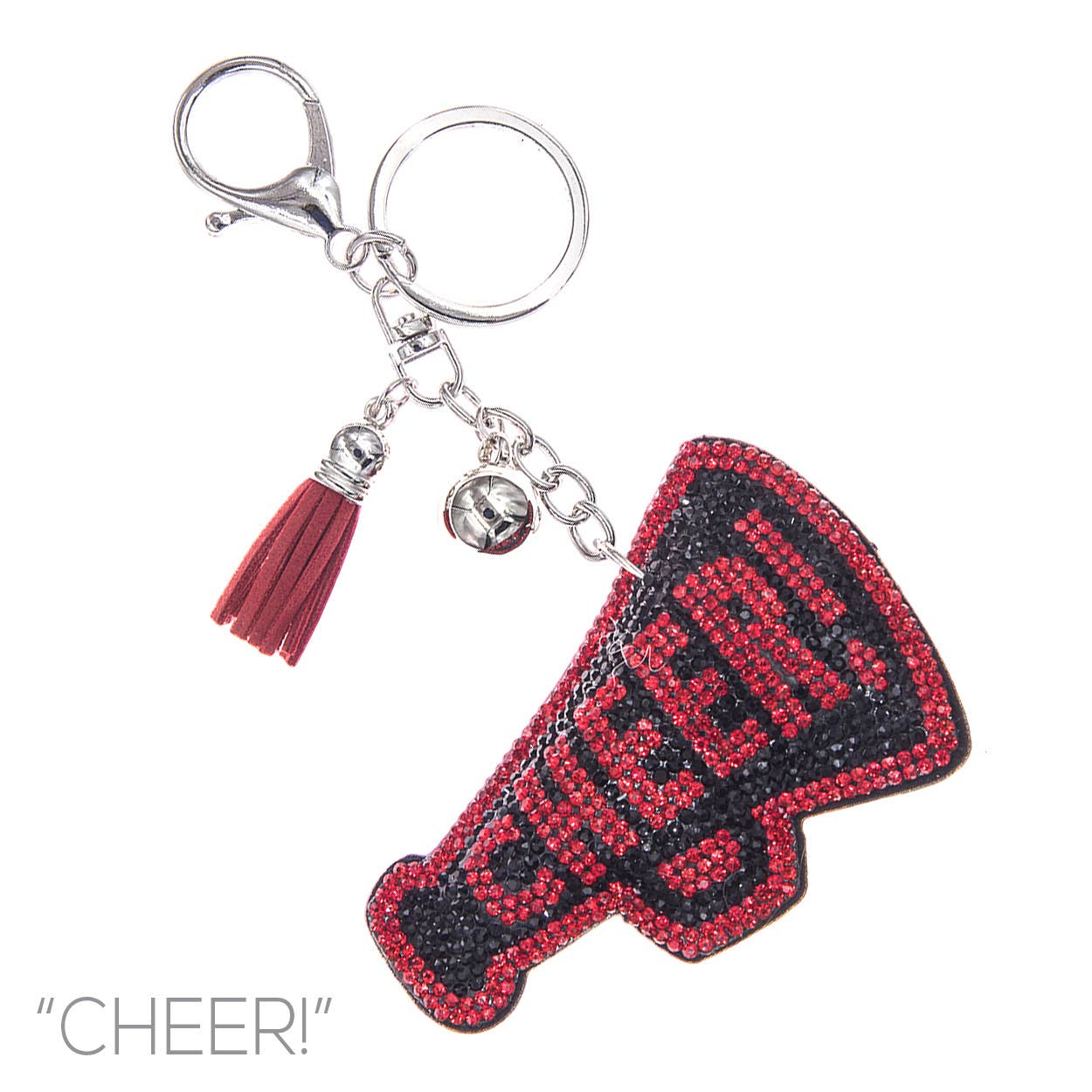 SP Sophia Collection - Wholesale Keychain - Women's - Gameday Rhinestone Pavé "CHEER" Megaphone Keychain 2