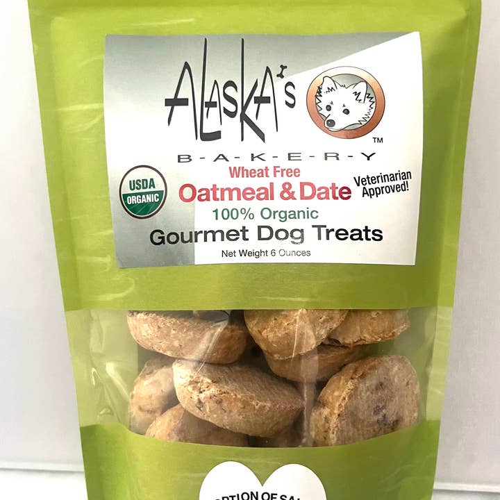Alaska's Bakery - Vente Biscuits – chien - Biscuits biologiques à l'avoine et aux dattes pour chiens, sans blé, 6 oz