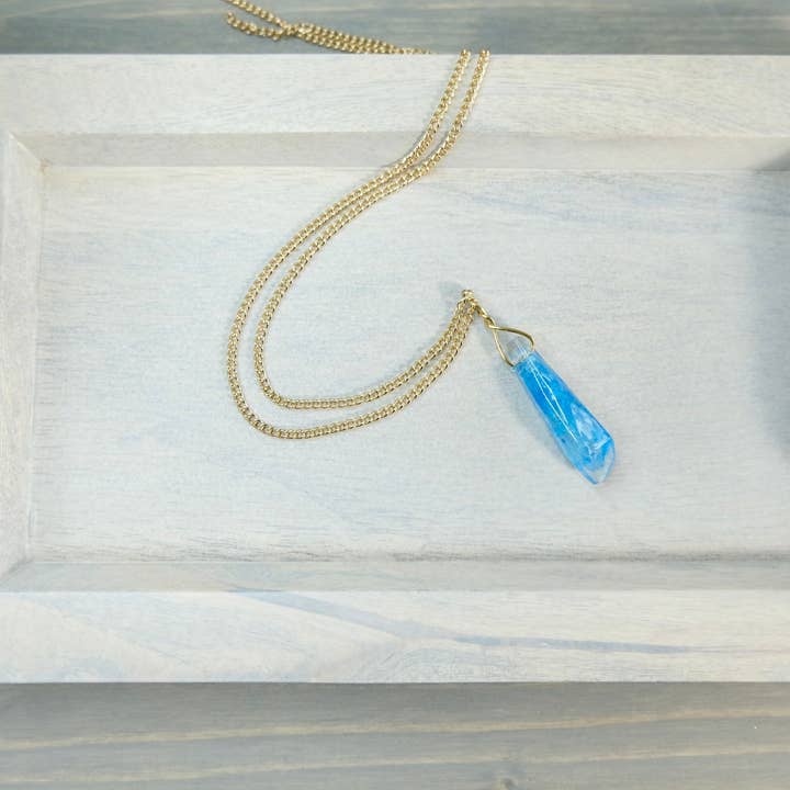 BlueButterflyBazaar – wholesale Hänge-/berlockhalsband – Obi-Wan Kenobi Kyber Crystal små hänge halsband blå kristall Star Wars gåva