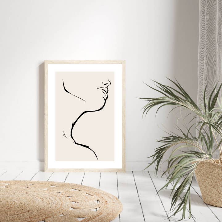 PRINTD image - Venta al por mayor Ilustración - Dibujo lineal mínimo, póster de arte lineal beige, decoración moderna