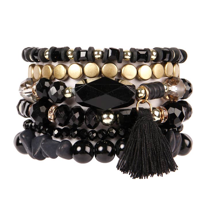 MYS Wholesale Inc - Wholesale Beaded Bracelet - Boho Charm Tassel Bracelet