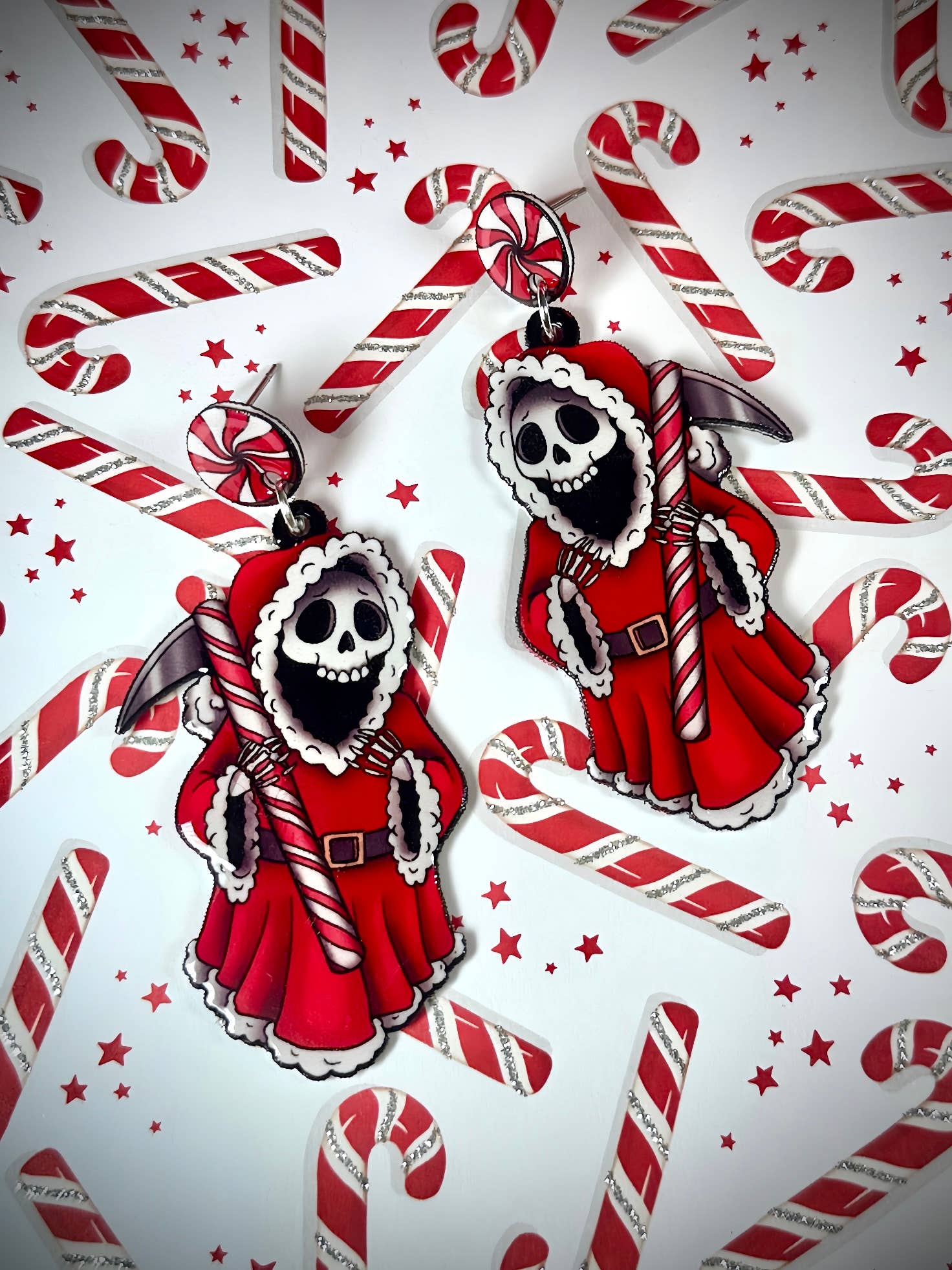 Sea Pixie Designs - Wholesale Dangle Earrings - Grim Reaper Santa Halloween & Christmas Dangle Earrings3