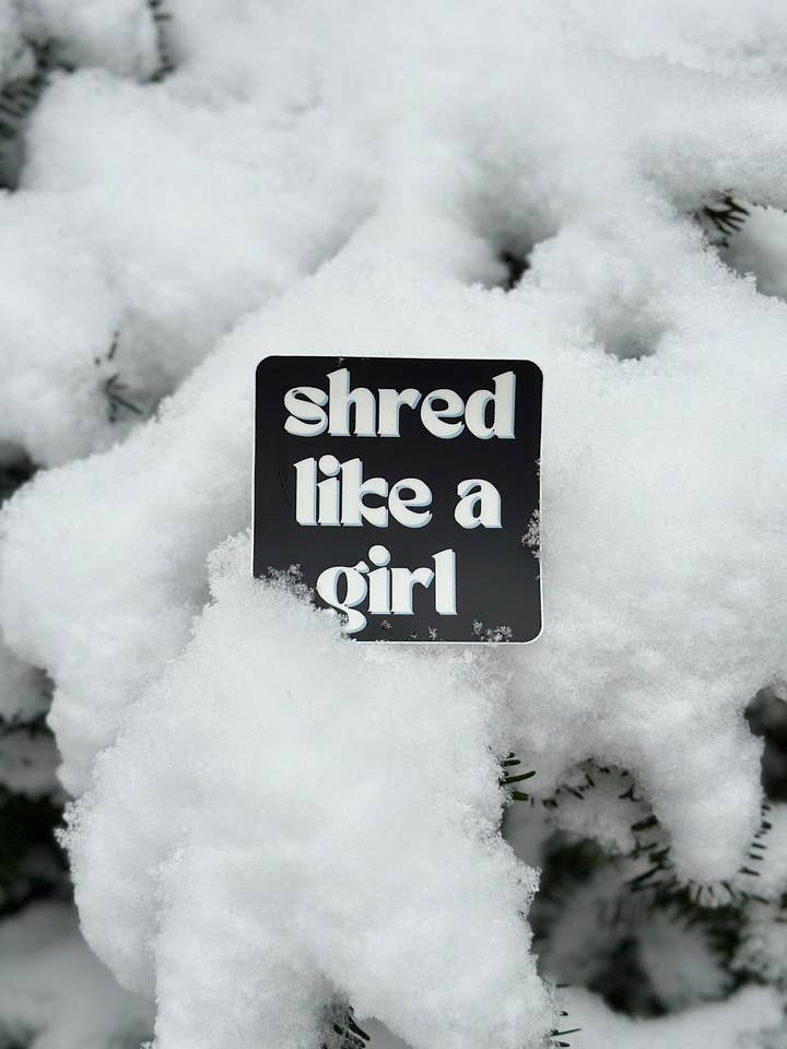 Shred like a Girl Sticker | Black + Ice Blue | Weatherproof for wholesale by Lex Vize Creative Co.