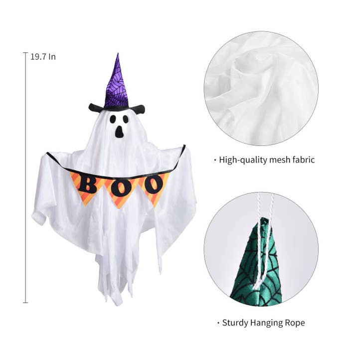Fun Little Toys - Wholesale Outdoor Ornament/Decor - Halloween Ghost Decorations with Witch Hat Outdoor