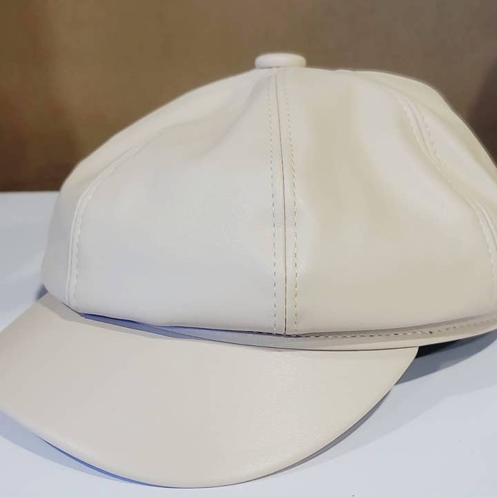 Oblige by G - Wholesale News boy/school boy hat – Women's - Vintage Leather Newsboy Cap AHT-90182