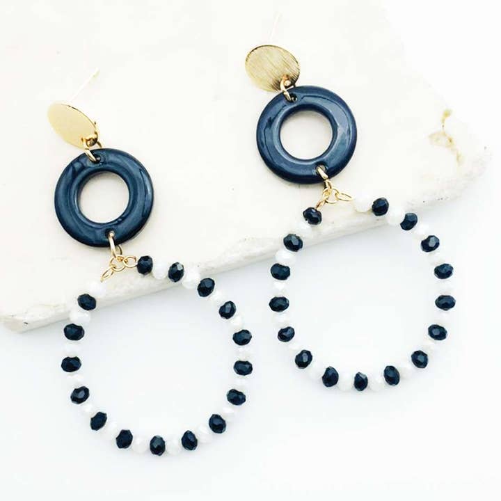 Black and White Bead Ring Earrings for wholesale on Faire0