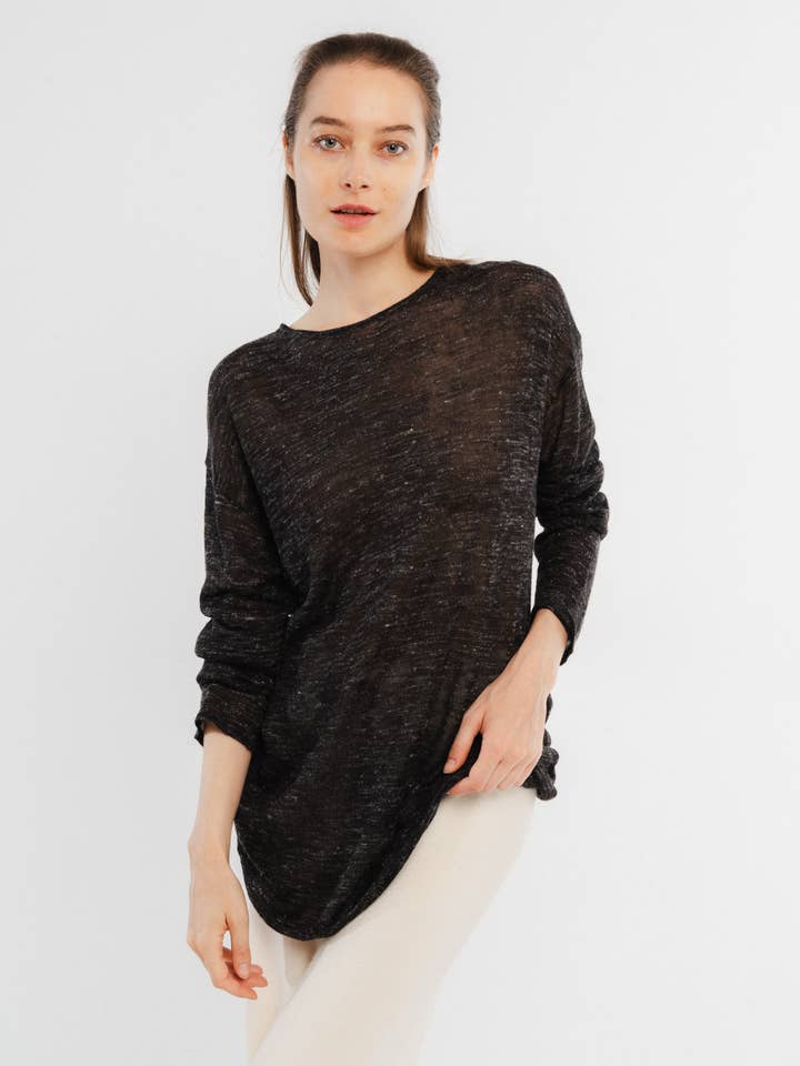 Crew neck sweater in a linen blend for wholesale by JULIA PARIS