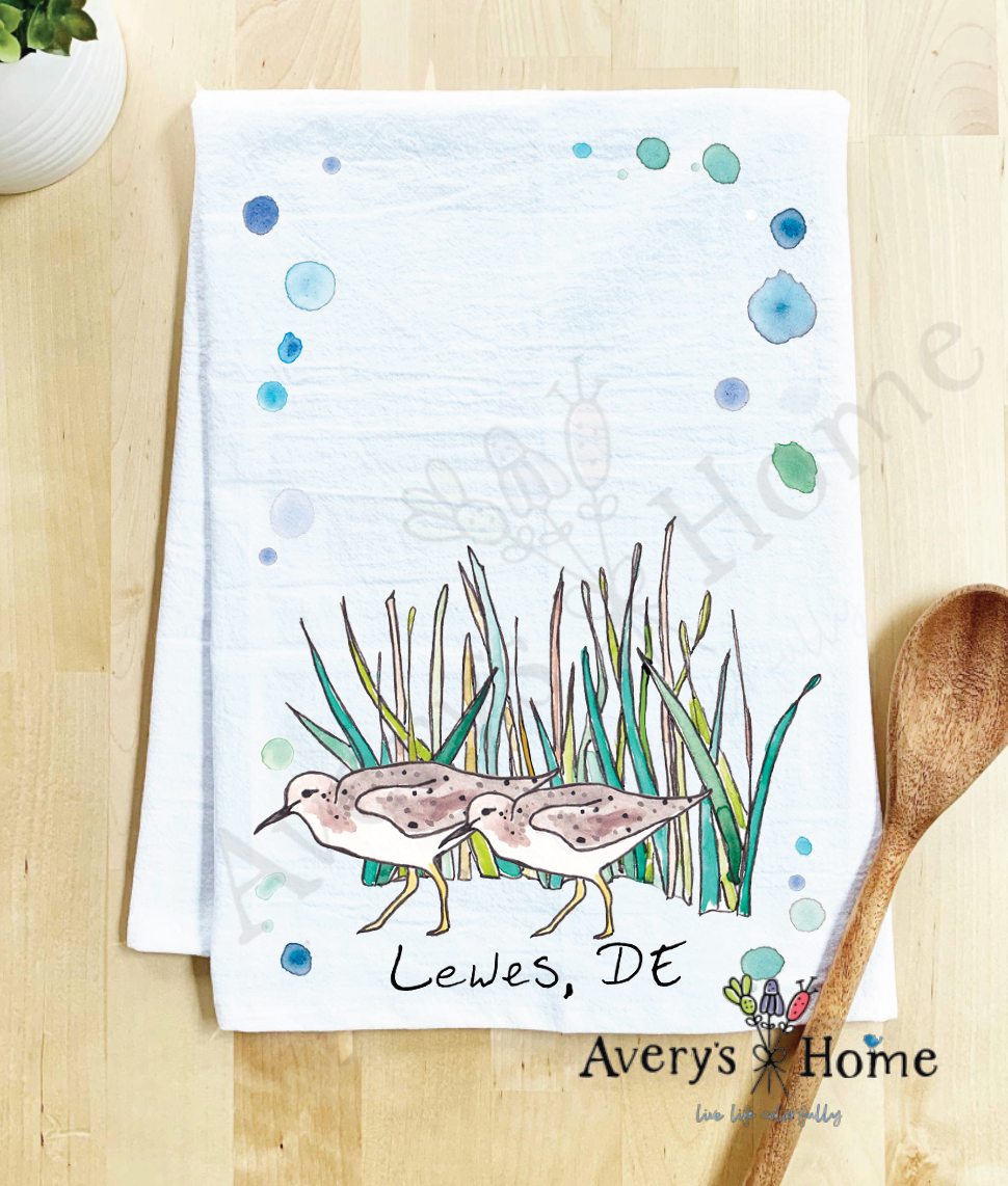 Avery's Home - Wholesale Tea Towel - Sandpipers with Beach Grass Bird Customizable Tea Towel22