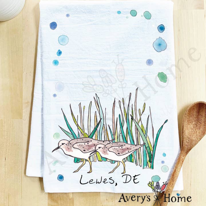 Avery's Home - Wholesale Tea Towel - Sandpipers with Beach Grass Bird Customizable Tea Towel22