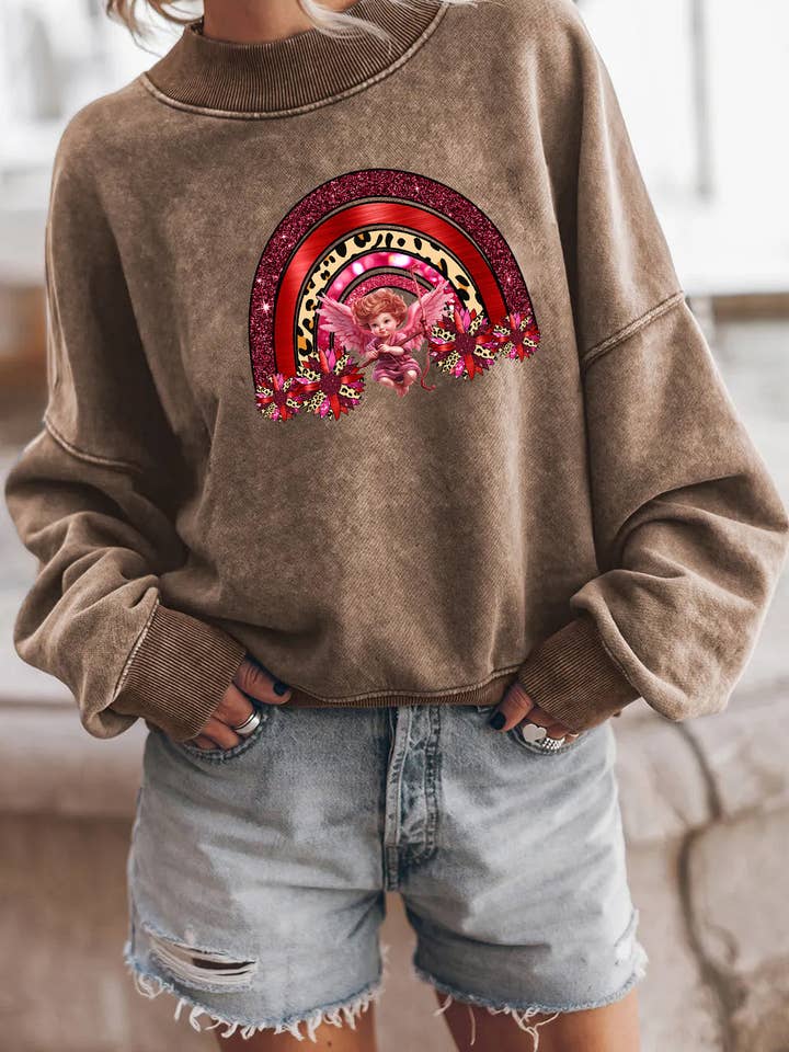 Alla hjärtans dag Cupid Regnbåge Kärlek Grafisk Sweatshirt för wholesale av Lovesoft