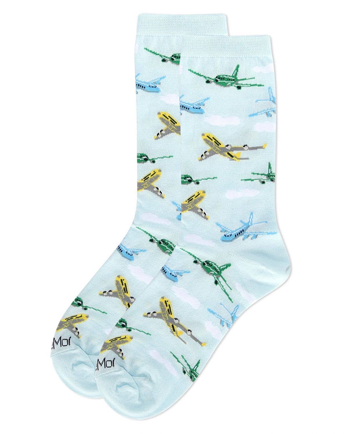 Light Blue Airplanes Bamboo Crew for wholesale on Faire2