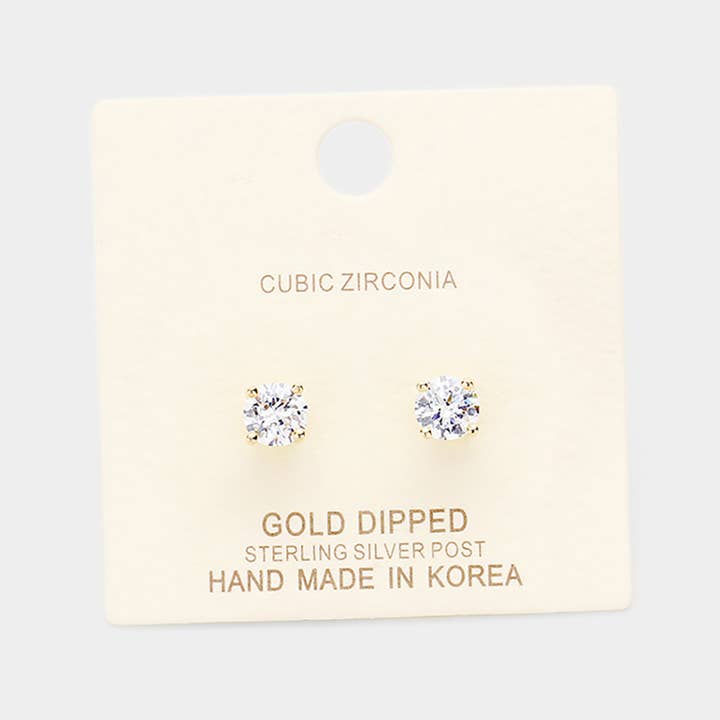 Sensibling Corp. - Wholesale Stud/Post Earrings - Gold Dipped 6mm Cubic Zirconia Square/Round Stud Earrings2