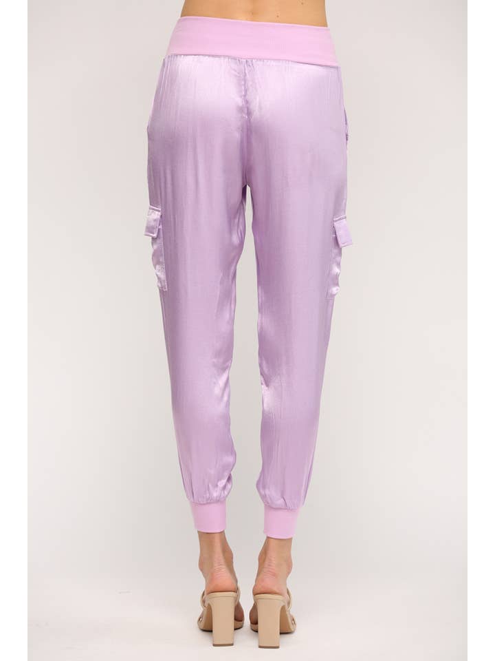 FATE - Vente Pantalon – femme - Pantalon jogger cargo en satin FP317627