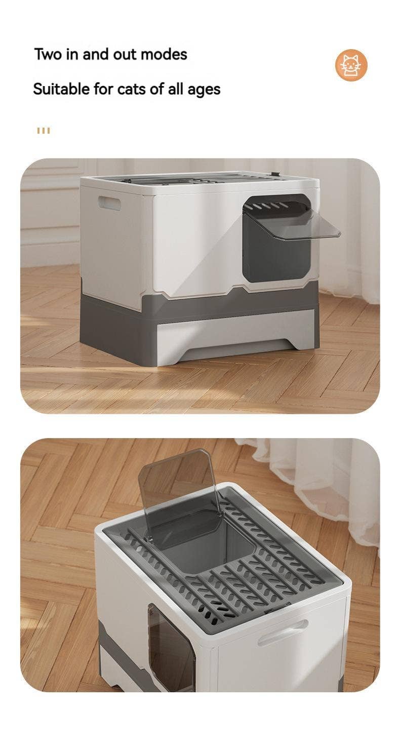 VIGOR – wholesale Cat litter box – Foldable Cat Litter Box With Lid Kitty Toilet Top Entry Encl5
