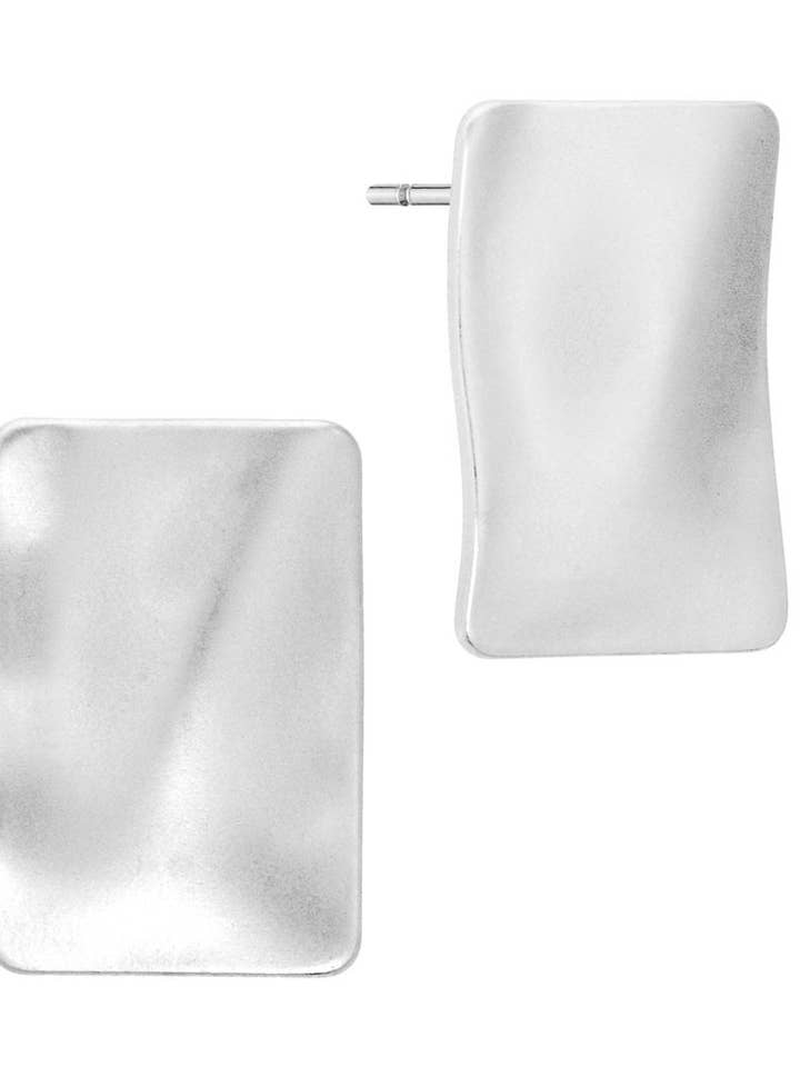 Molten Silver Rectangle Studs for wholesale by Tidal Creek Boutique