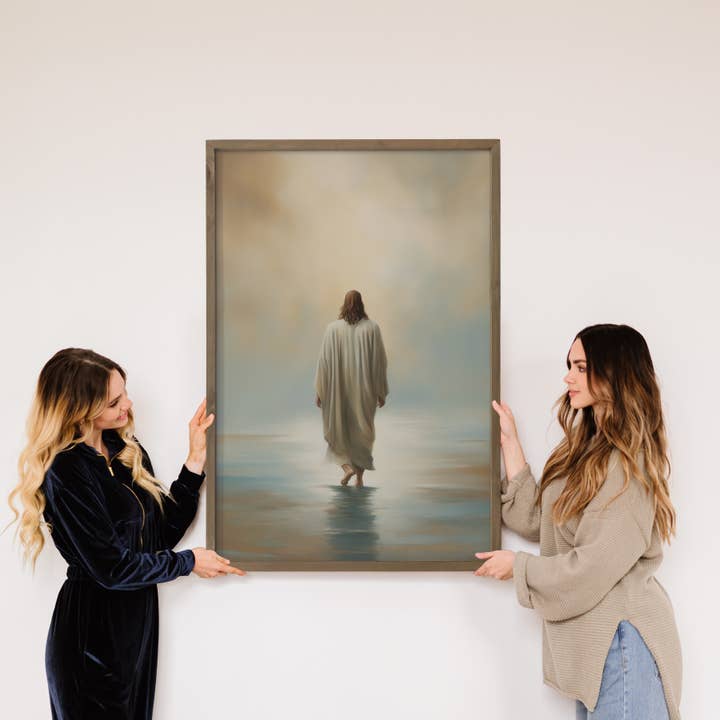 Hangout Home - Wholesale Art Print - Jesus Christ Walking on Water - Jesus Canvas Art - Framed 2