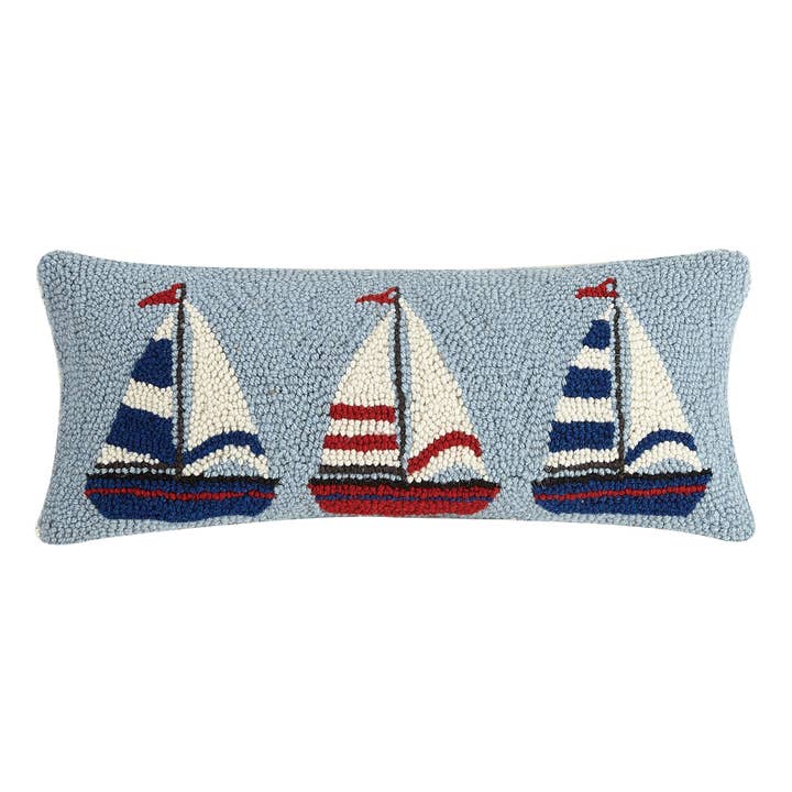 Peking Handicraft - Wholesale Throw/Decorative Pillow - Sailboat Trio Hook Pillow