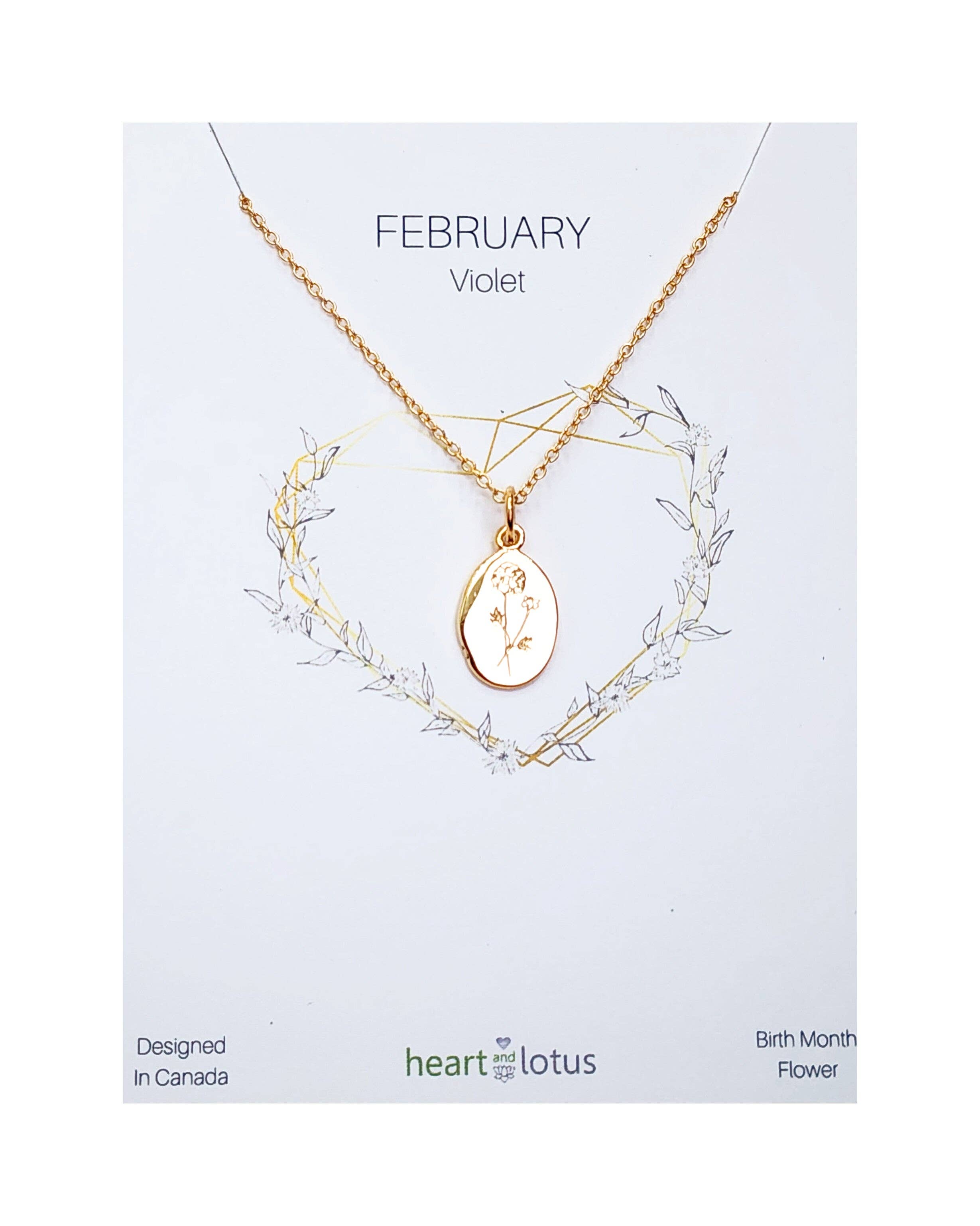 Heart and Lotus Sterling Silver Jewelry - Vente Colliers à pendentif - Collier Fleur de Naissance de Février en Violet + Argent Sterling7