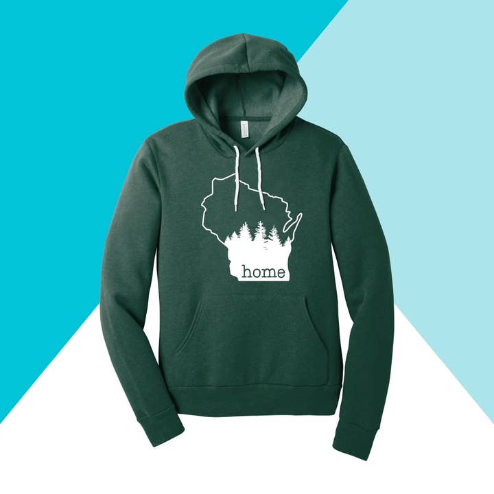 Camisola Unissexo com Capuz e Pinheiros de Wisconsin Home por atacado de North Owl Apparel