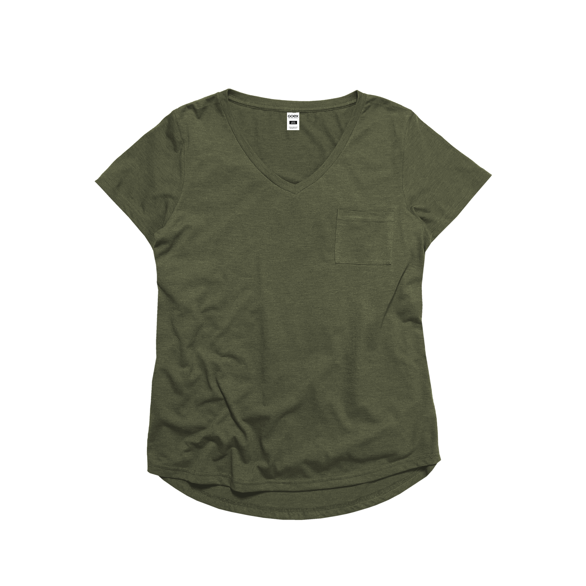 GOEX Apparel - Wholesale T-Shirt - Women's - Ladies Drop Hem V-Neck Pocket Tee14