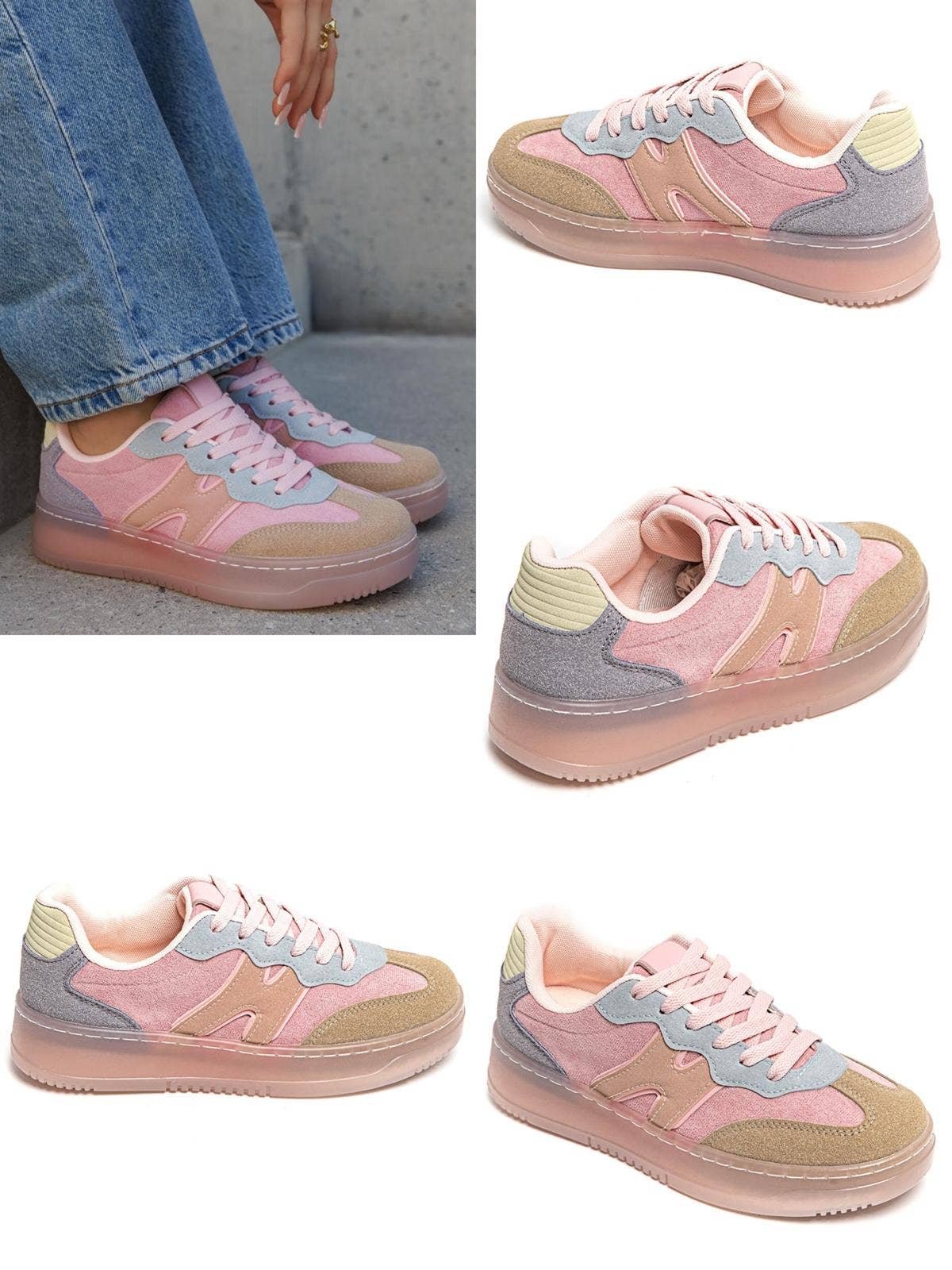 No Doubt Shoes – Engroshandel Lifestyle sneaker - Dame – KLASSISKE GADESKO I KONTRASTFARVER MED SNØREBÅND I IMITERET RUSKIND2