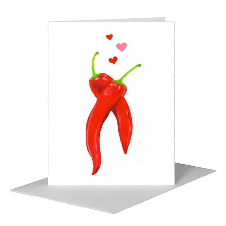 Hot Chili Peppers, Greeting Card (#8727D) for wholesale by Printed Canvas