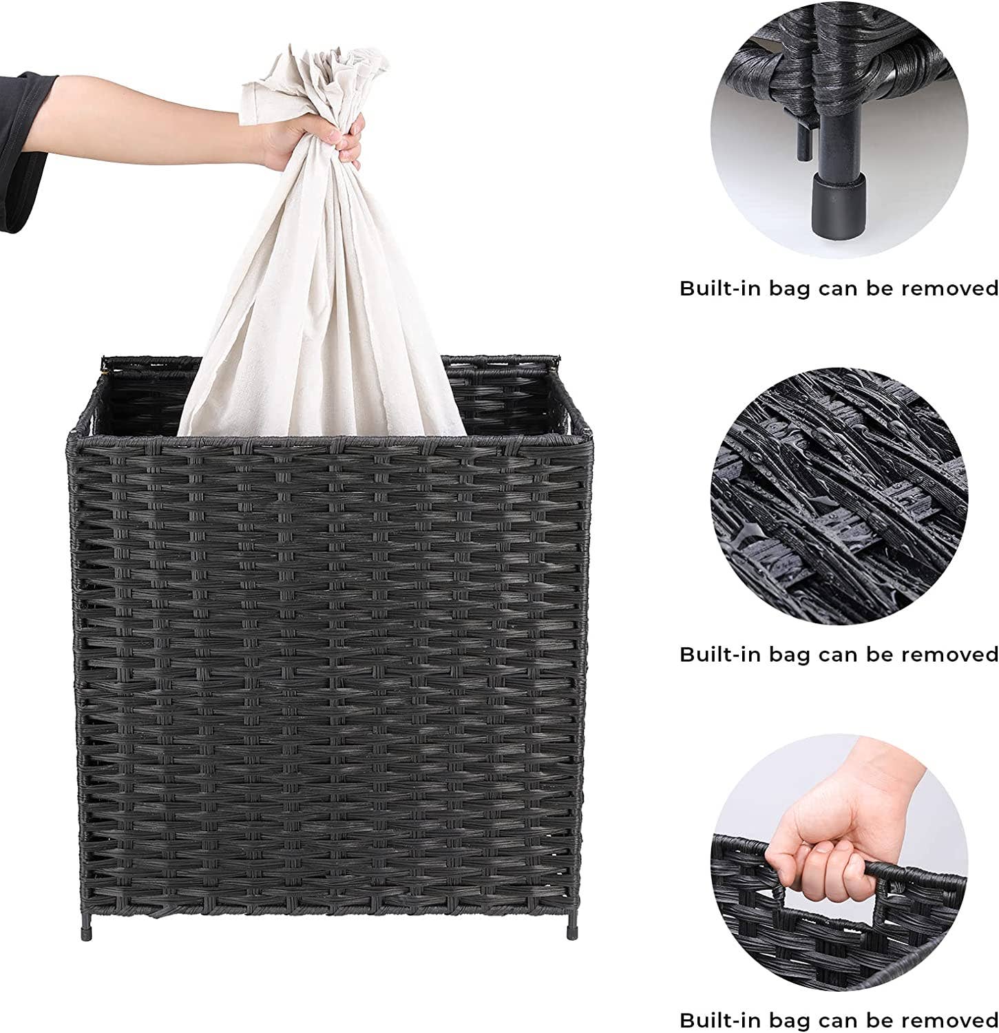 Above Edge - Wholesale Laundry Hamper - Rattan Laundry Hamper Collapsible with Lid 96L3