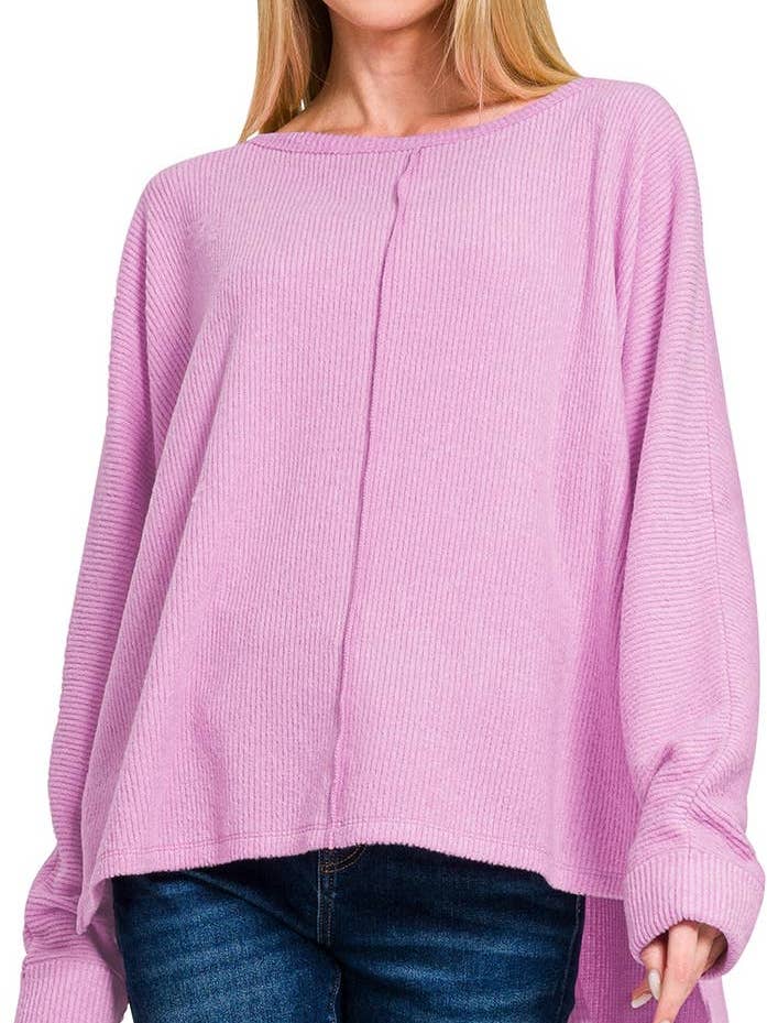 Ribbed Center Seam Dolman Sleeve Top for wholesale by Vanilla Monkey