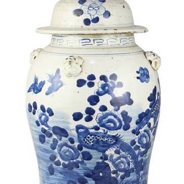 The Enchanted Home - Wholesale Decorative Jar - Extra Large Bird & Floral Antiqued Jar