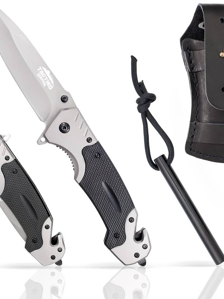 Tactiko Survival Knife with Fire Starter and Belt Case for wholesale by Tactiko Survival
