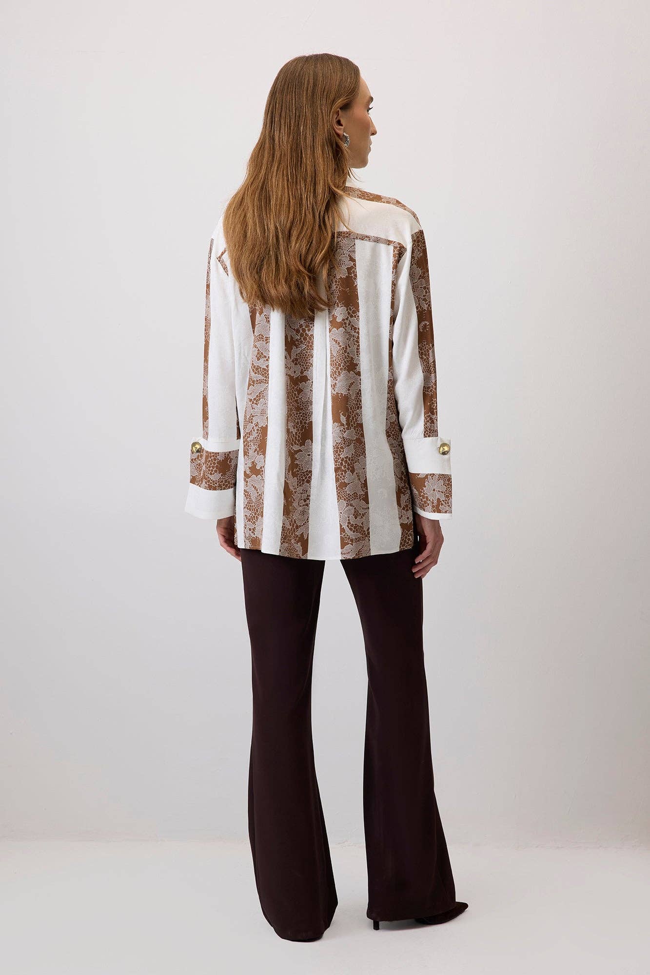 Beige LACE PATTERN BHIRT WITH WIDE CUFFS for wholesale on Faire4