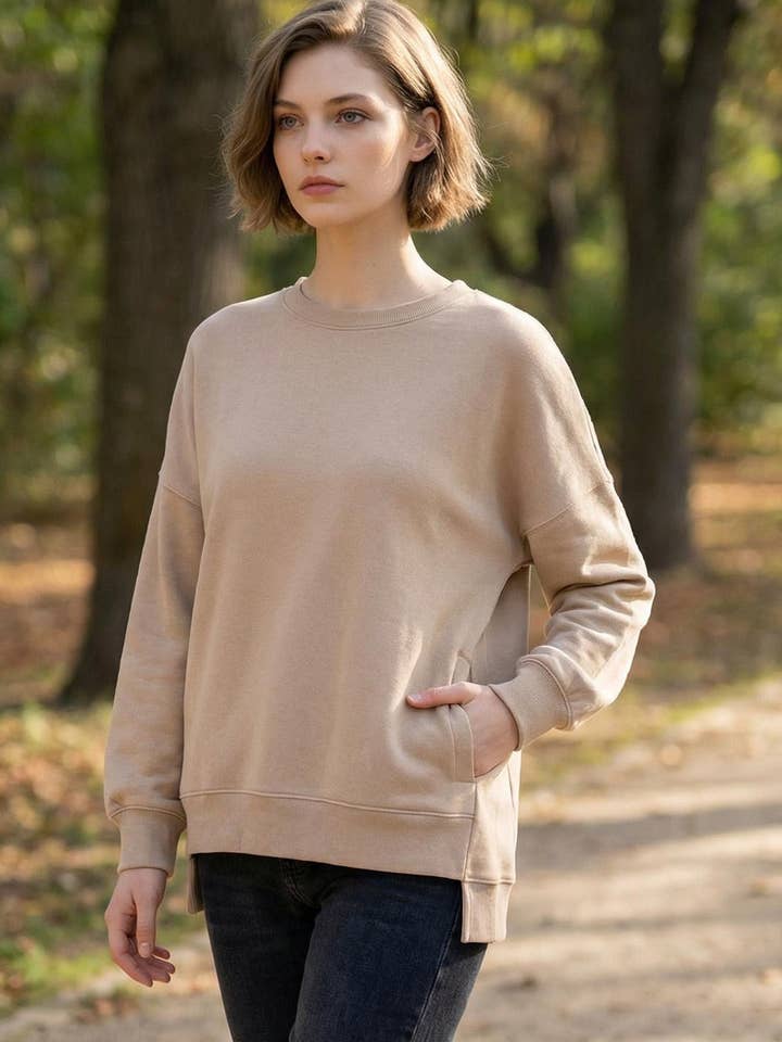 42POPS – wholesale Sweatshirt – Women's – .Fleece Hi-Low Hem Pullover w/ pockets8