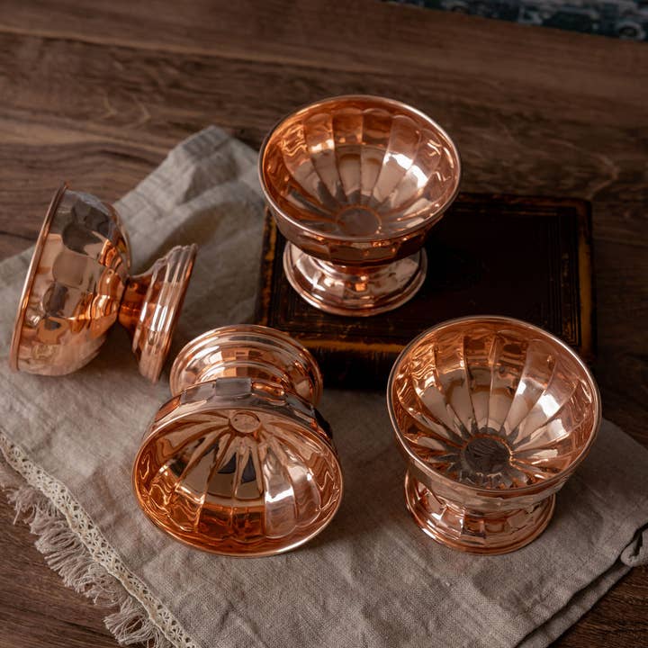 Coppermill Kitchen LLC - Wholesale Serve Bowl - Vintage Inspired Copper Pedestal Bowls with Scalloped Design1