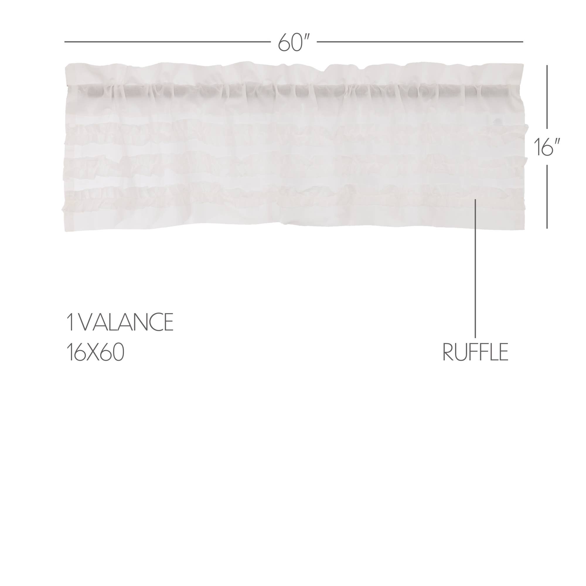 VHC Brands - Wholesale Valance - White Ruffled Sheer Petticoat Valance 16x602